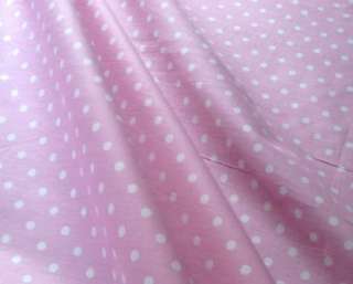   WHITE POLKA DOTS COTTON BLEND SEWING FABRIC MATERIAL BTY 60  