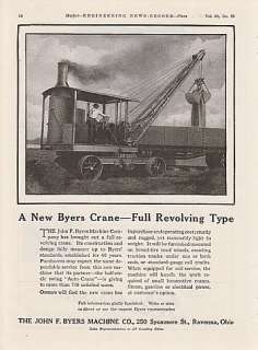 1920 John F Byers Machine Co Ravenna OH Ad Auto Crane  