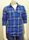   fitch women carter blue plaid clasic shir expedited shipping