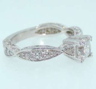 73 Ct Vintage Genuine Round Cut Diamond Engagement Ring 14k White 