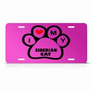 Siberian Cats Pink Novelty Animal Metal License Plate Wall Sign Tag