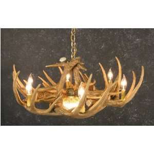  Whitetail Deer Horn Chandelier with Center Light   Deer Horn 