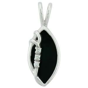  Small Sterling Silver / Jet Stone Marquis shape pendant 11 