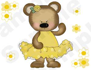 BEARS PINK DRESS WALL BORDER BABY GIRL NURSERY CHILDRENS STICKERS 
