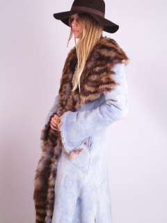 Vtg SHEARLING RAW PELT Sheepskin Fur Drape Swing NATIVE Dress Jacket 