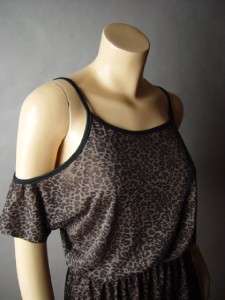   Animal Cheetah Print Exposed Open Cold Shoulder Low Back Top Shirt 2XL