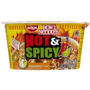 Nissin Bowl Noodles Hot & Spicy Chicken Flavor Soup   6 Pack