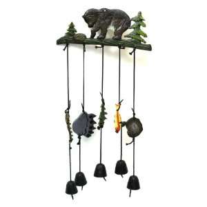  Cast Iron Bear with Bells Wind Chime 