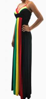 New Sexy Rasta Empress Reggae Vertical RGY Stripes Spaghetti Strap 