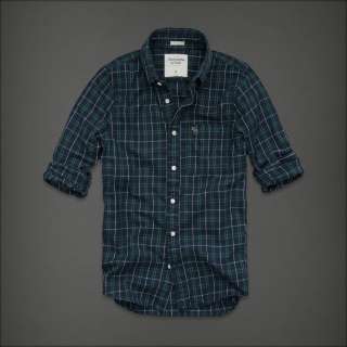 NWT ABERCROMBIE Hollister Mens Button Down Plaid Shirt Long Sleeves S 