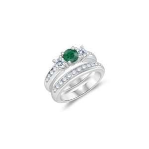   Cts Emerald Engagement Wedding Ring Set in 14K White Gold 8.5 Jewelry