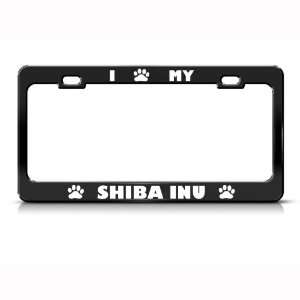 Shiba Inu Dog Dogs Black Metal license plate frame Tag Holder