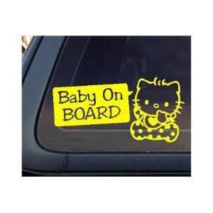 KITTY Baby On Board   8 YELLOW DECAL   NOTEBOOK, LAPTOP, WINDOW, WALL 