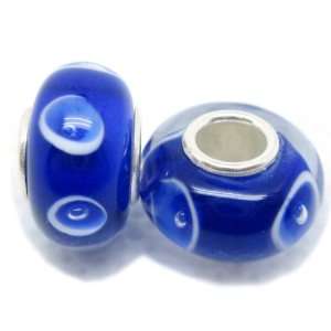  Bleek2Sheek Murano Glass Blue Bubbles Beads (set of 2 