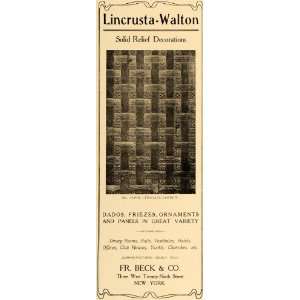 1915 Ad Lincrusta Walton Relief Wall Hangings Coverings Decor Trellis 