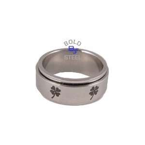 Shamrock Irish Spinning Stainless Steel Woman Ring Sz 8