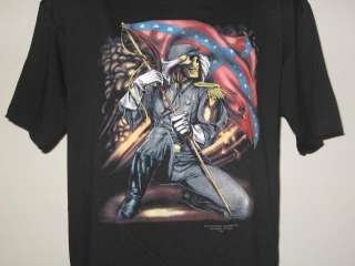  DEADSTOCK 3D EMBLEM SKELETON T Shirt LARGE rebel flag confederate nos