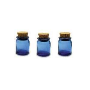   Small Cobalt Blue Corked Spice Glass Jar 2 Tall 