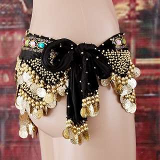 Belly Dance Waist Skirt Link Sequins Beads Jewels H2641  