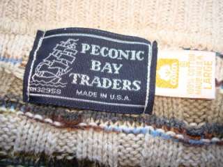 Mens Peconic Bay Traders Cotton Crewneck Sweater Large  