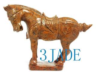 Natural Jasper /Bamboo Stone Carving Chinese Tang Horse Statue  