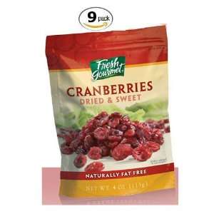 Fresh Gourmet Dried & Sweet Cranberries for Salads   9 Pack
