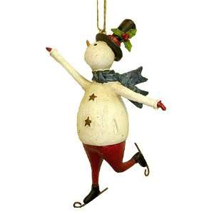  Ice Skating Country Folk Art Snowman Christmas Ornament 