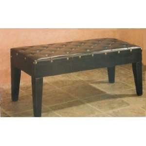 Faux Leather & Wood Padded Bench Ottoman Footstool Foot Stool Coffee 