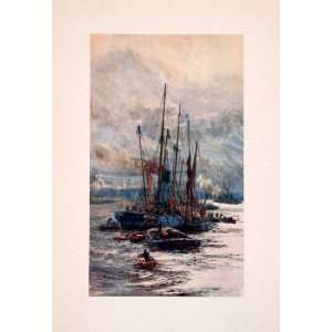  1905 Print William Wyllie Collier Coal Ship North Sea 