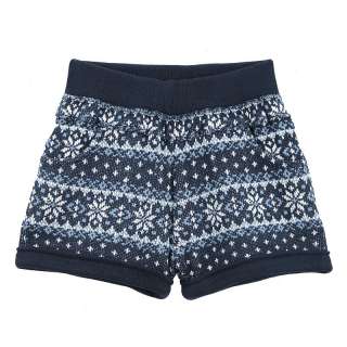 Vancl Fair Isle Knitted Shorts Navy Blue #0115315  