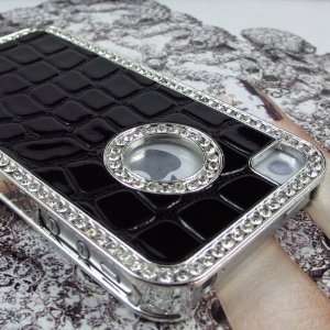  Luxury Bling Crystals Rhinestones Croc Embossed PU Leather 
