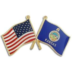  Kansas & USA Crossed Flag Pin Jewelry