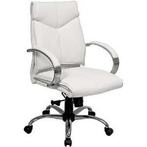  Executive Chairs Mid Back White Leather Desk Chair 