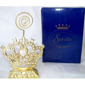   Crown Letter / Paper / Photo Holder with Gold Tone and Stone Accents