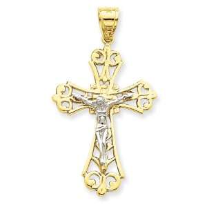  14k Two Tone Crucifix Pendant Jewelry
