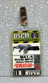 Aliens ID Badge USCM M41 A Pulse Rifle Permit  