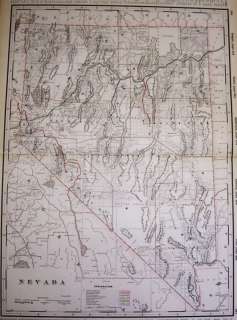Genuine 1894 map of Nevada from Crams Railroad Atlas  