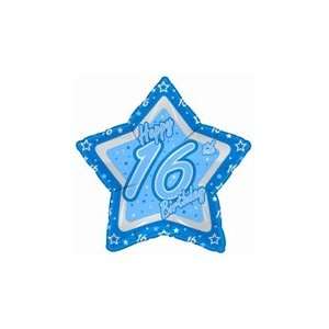  18 Happy 16th Birthday Blue Star   Mylar Balloon Foil 