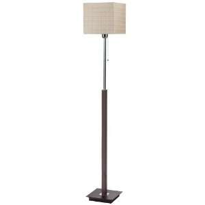   BE Brown Leather Wrapped Stem and Base Floor Lamp