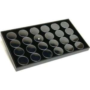  24 Black Foam Gem Stone Jars Box Storage Display Tray 