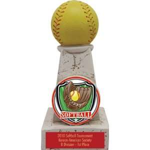  Custom 6 Softball Stone Tower Award Trophies SHIELD 