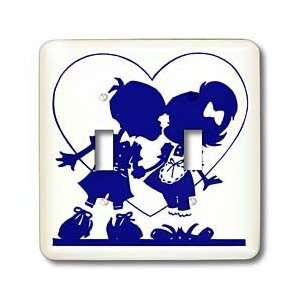  Florene Childrens Art   Cute Kids Kiss In Blue Valentine 