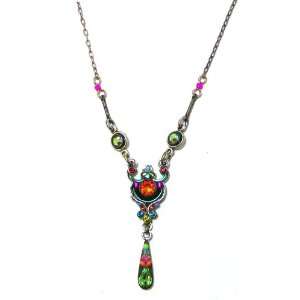 Firefly Antique Steel Delicate Mosaic Y Style Pendant Necklace with 