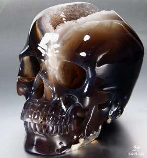 Huge 5.0 Geode Agate Carved Crystal Skull, Healing  