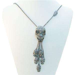 Fancy 10 Skull Necklace Pendant Black Swarovski Crystal Halloween 