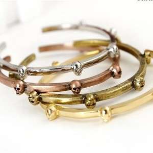 New Fashion Silver/Gold/Copper Metal Alloy Skull Bangle Bracelet FREE 