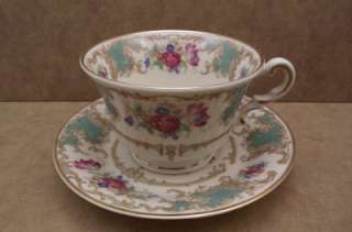 Syracuse China Old Ivory Romance Green Cup & Saucer  