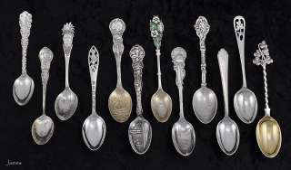12 Sterling Souvenir Spoons San Fran Boston Killarney  