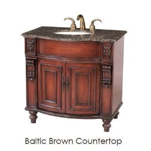   Single Bathroom Vanity with Baltic Brown Granite Top in Reddish Brown