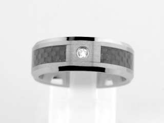 8mm Mens Tungsten Carbide Cool Carbon Fiber Band Ring  